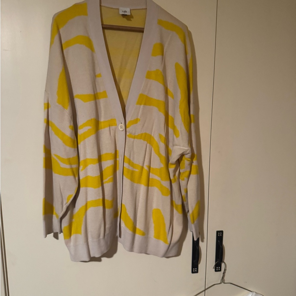 CAbi Cream and Yellow Patterned Cardigan